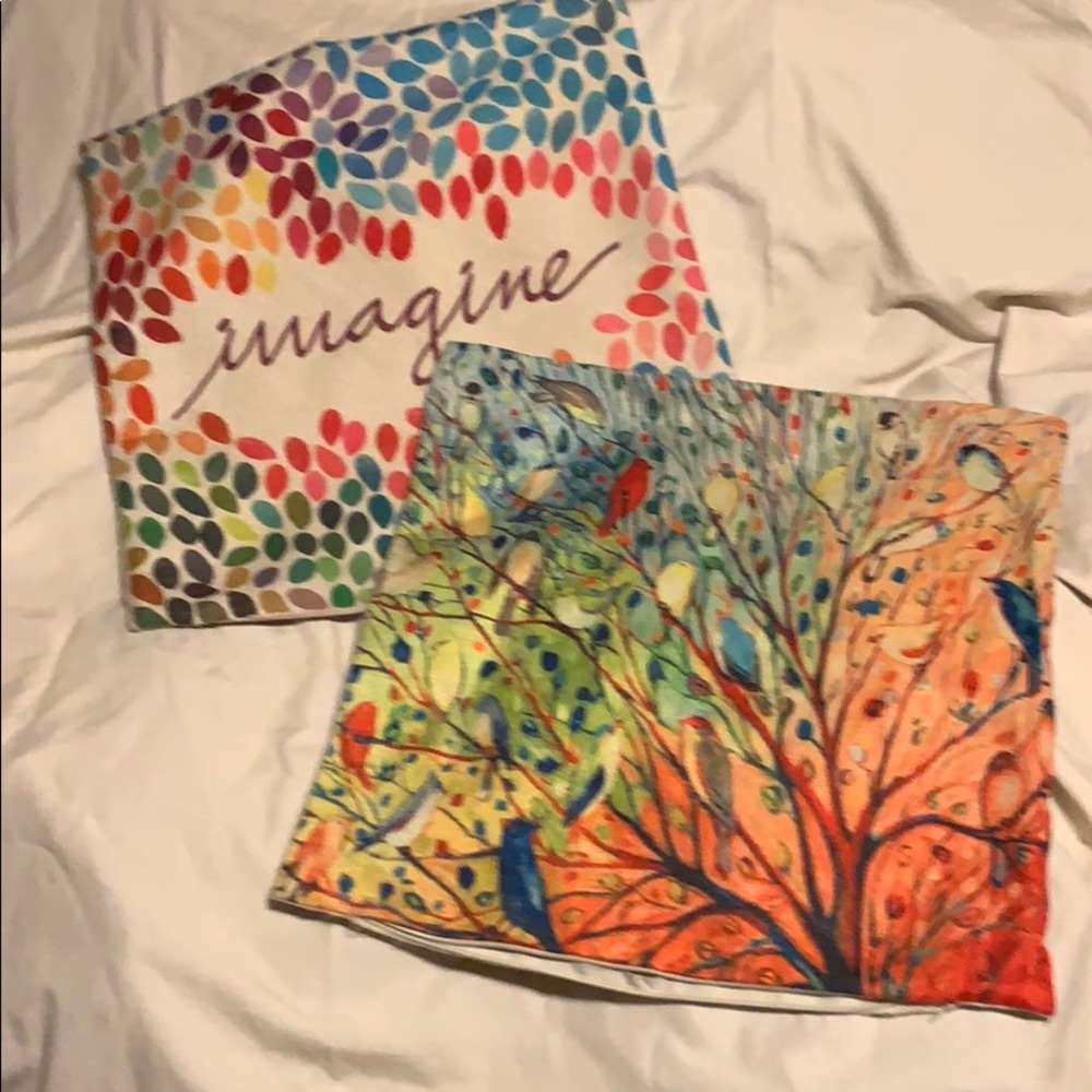 2 BEAUTIFUL & COLORFUL COVERS FOR THROW PILLOWS